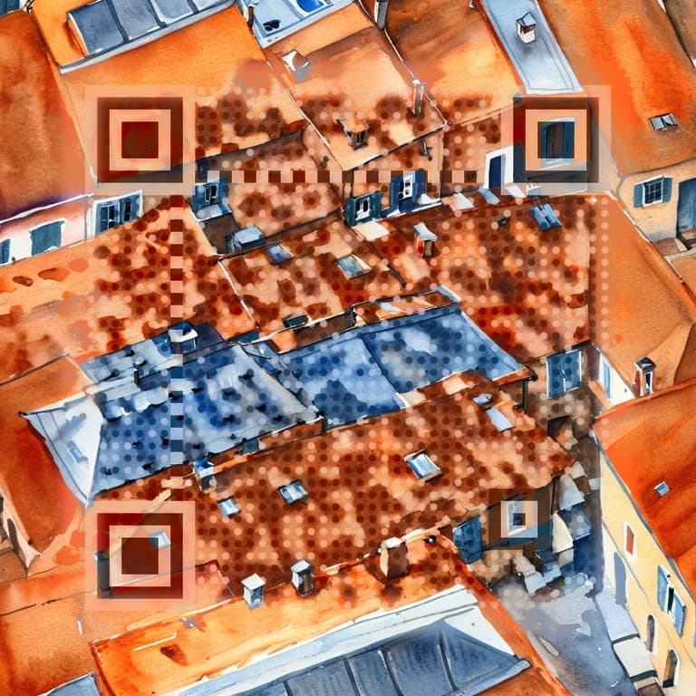 QR code artístico com IA: Cidade em aquarela