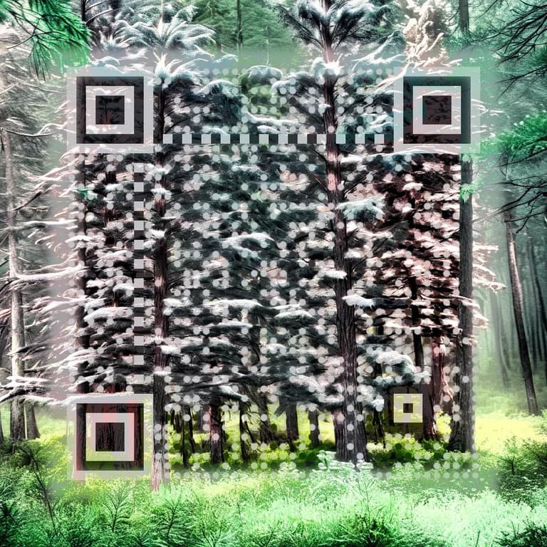 QR code artístico com IA: Floresta com névoa