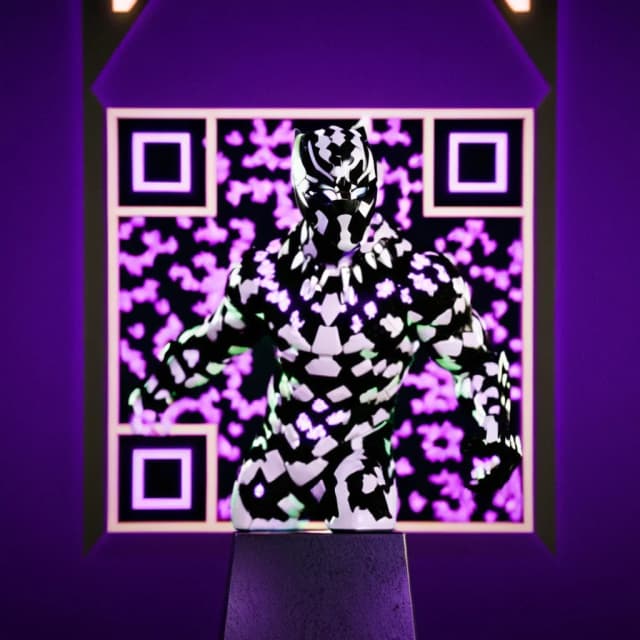 AI QR code art style: Black Panther