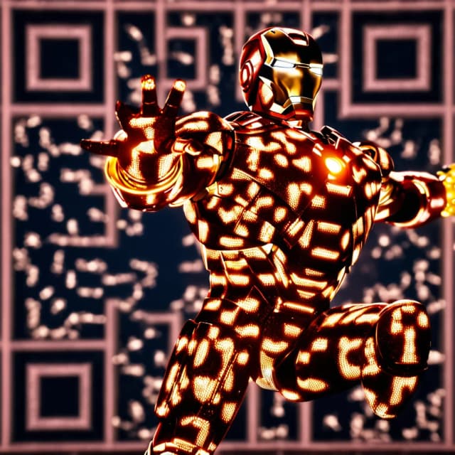 AI QR code art style: Iron Man