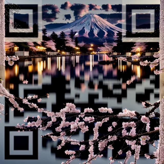 AI QR code art style: Mount Fuji