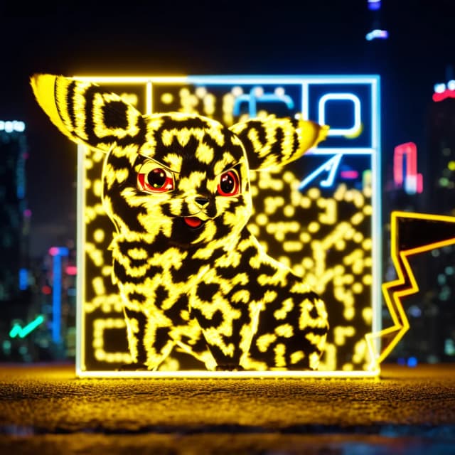AI QR code art style: Pikachu
