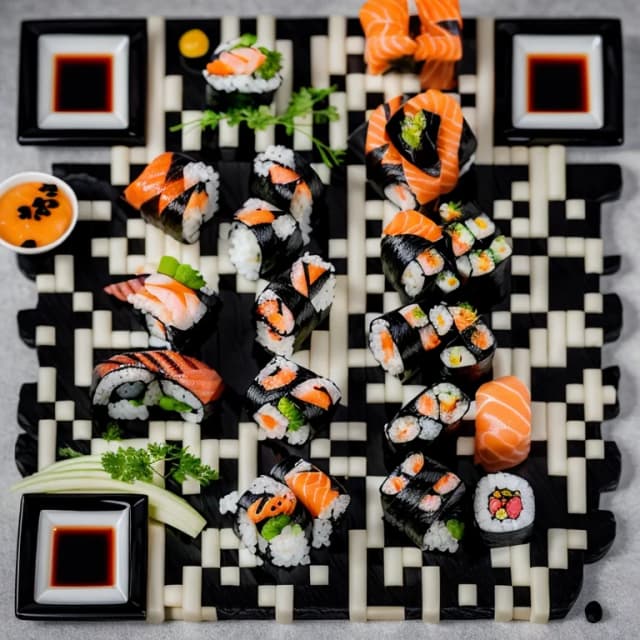 AI QR code art style: Sushi Art