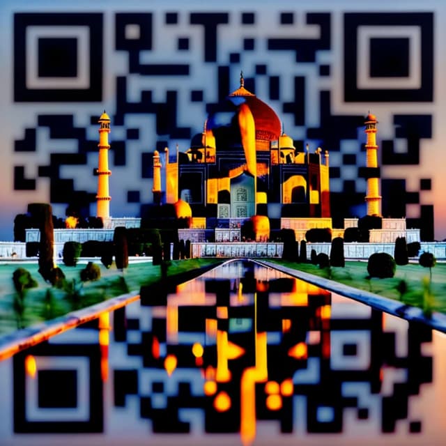 AI QR code art style: Taj Mahal
