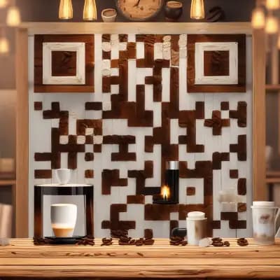 Ejemplo de arte QR con IA - estilo Cafeteria para restaurantes y cafes