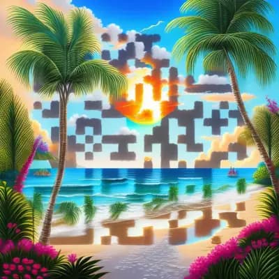 Ejemplo de arte QR con IA - estilo Paraiso Tropical para viajes y tiempo libre