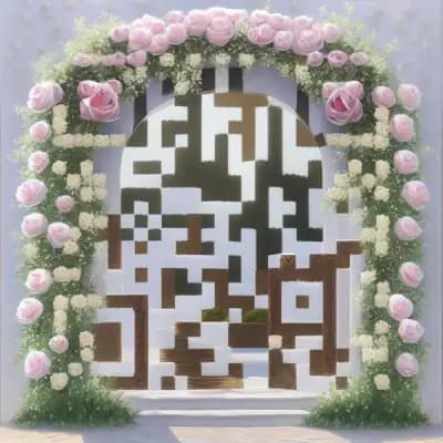 Ejemplo de arte QR con IA - estilo Floral de Boda para invitaciones y eventos