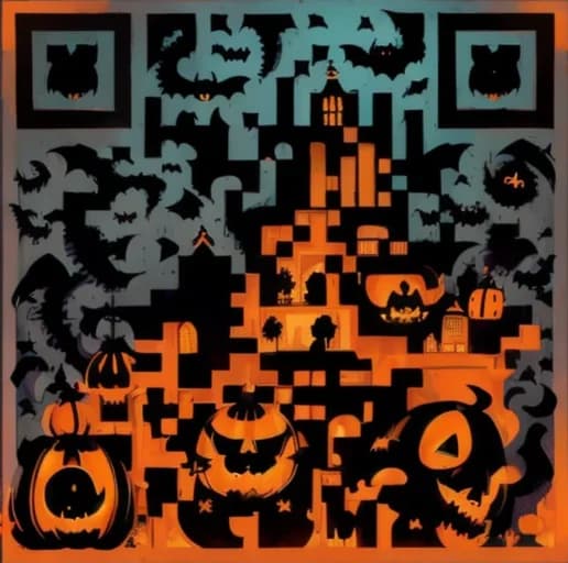 Arte de QR code com IA - tema assustador de Halloween para campanhas sazonais