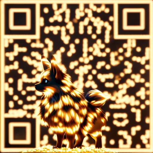 AI QR code variation — golden fox theme with warm amber tones