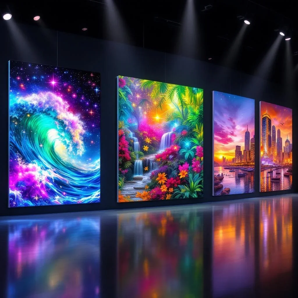 Una galería de impresionantes estilos de arte QR generados por IA — olas cósmicas, jardines tropicales y paisajes urbanos al atardecer en colores vibrantes