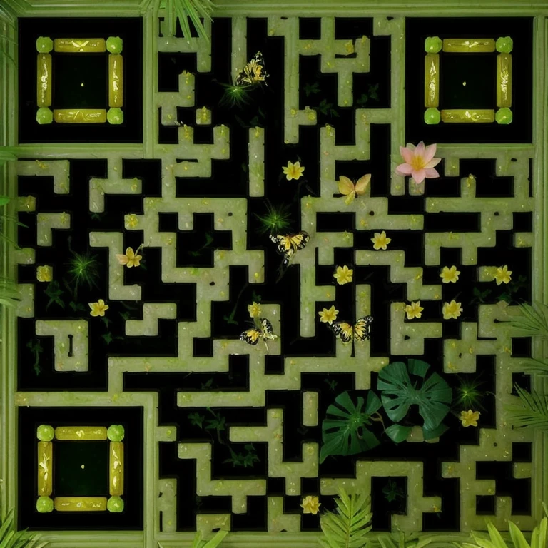 AI QR code art for wellness brands — tropical garden scene with vibrant colors, scannable